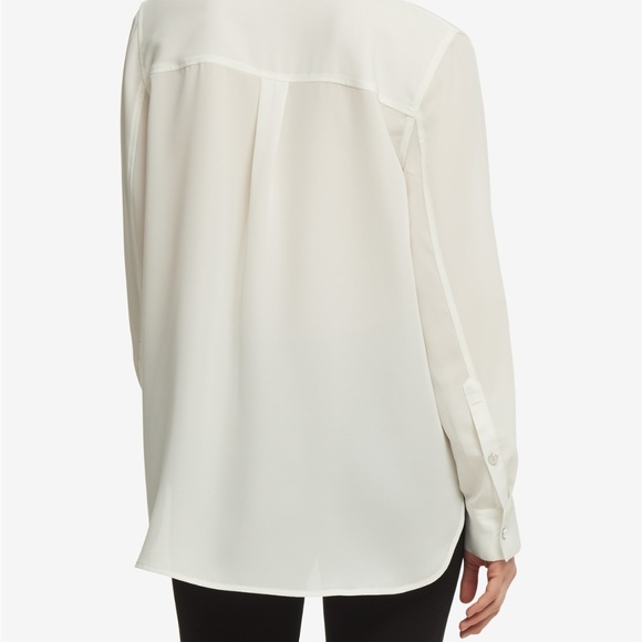 DKNY High-Low Roll-Tab-Sleeve Shirt - Picture 6 of 7